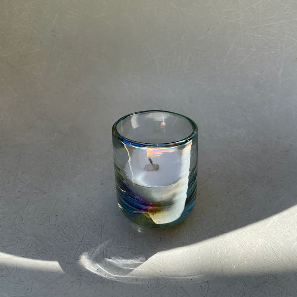  handblown glass with iridescent tint. Great for tequila, vodka, and espresso shots. 